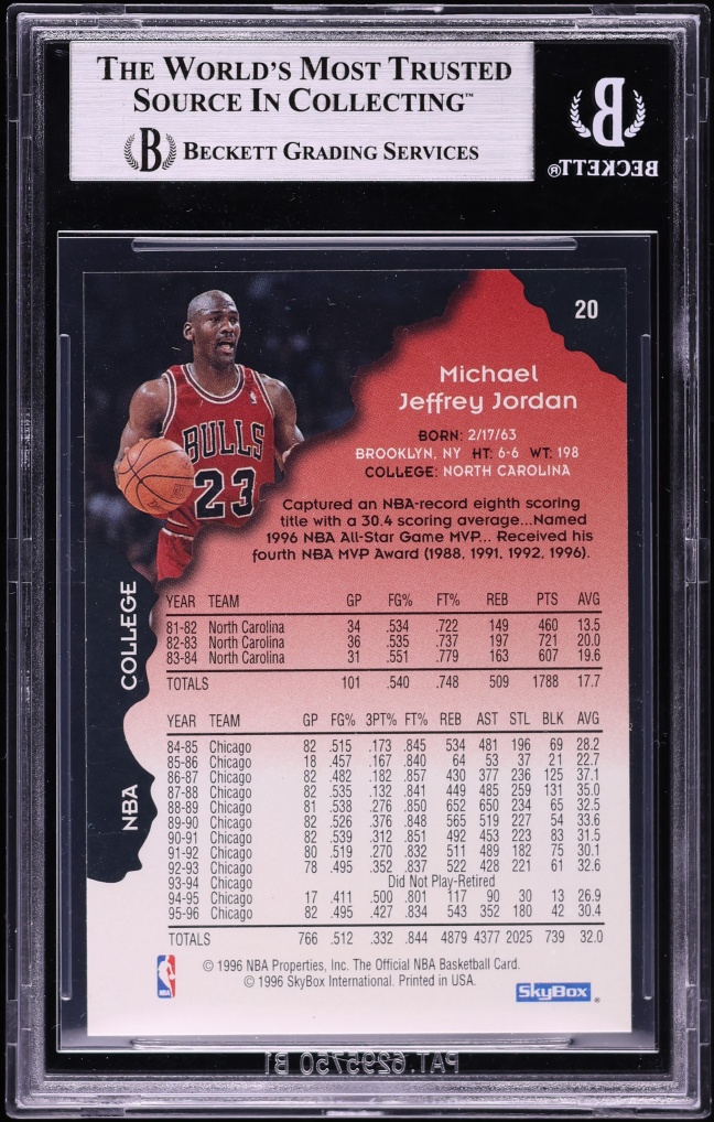 1996 Hoops Michael Jordan #20 BGS 9 MINT