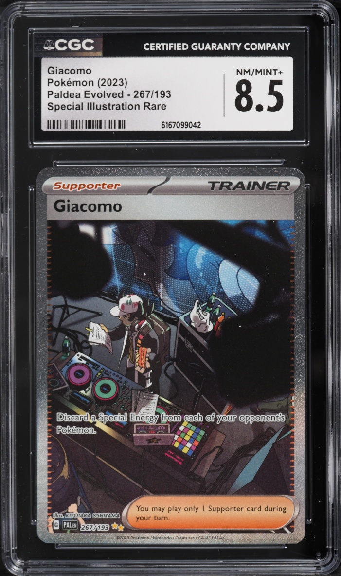 2023 Pokemon Scarlet & Violet Paldea Evolved SIR Giacomo #267 CGC 8.5 NM-MT+