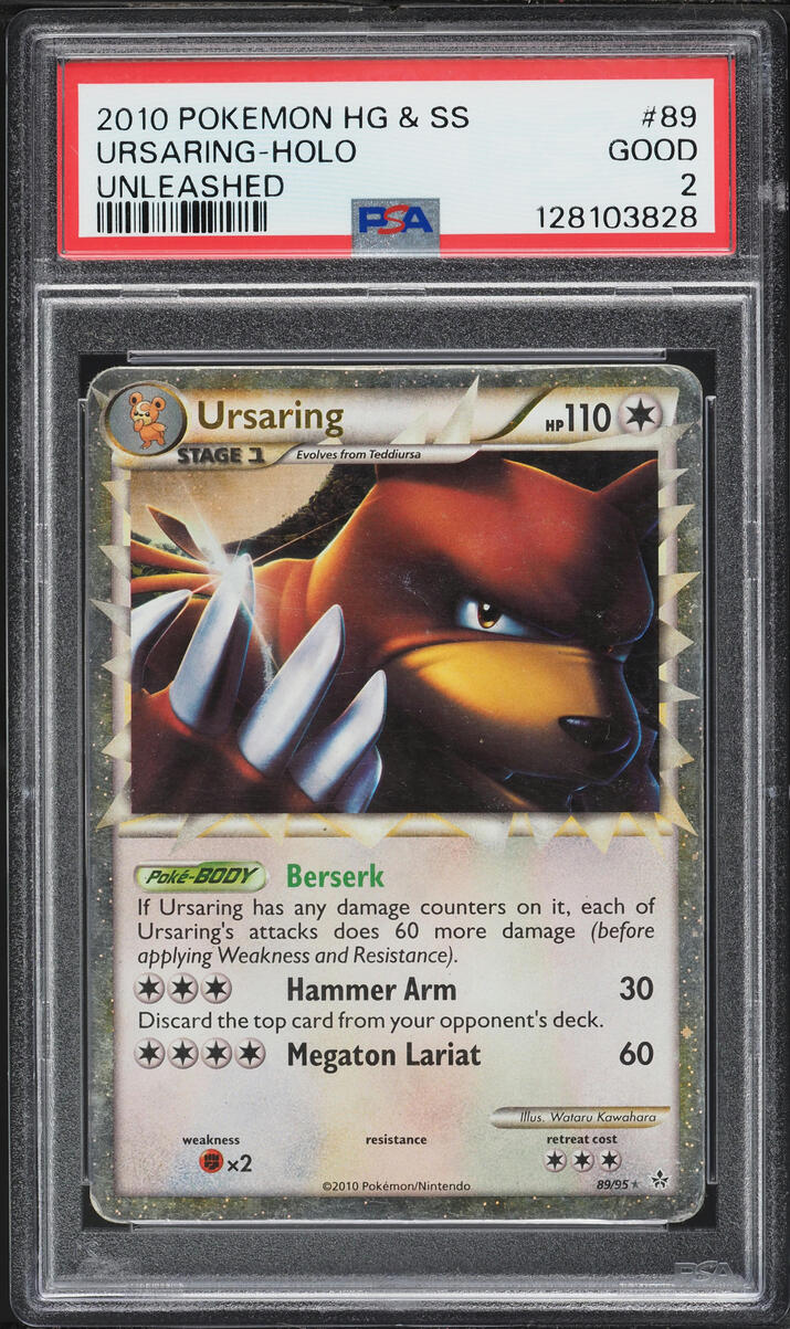 2010 Pokemon HeartGold & SoulSilver Unleashed Holo Prime Ursaring #89 PSA 2 GD