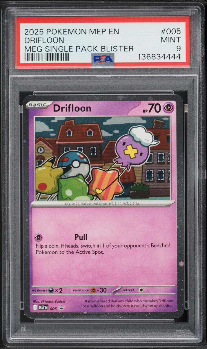 2025 Pokemon Mega Promo Single Pack Blister Drifloon #005 PSA 9 MINT