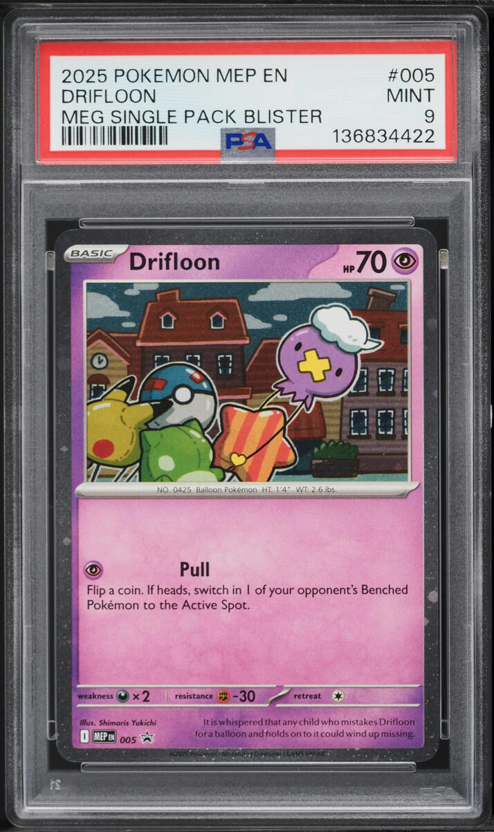 2025 Pokemon Mega Evolution Promo Single Pack Blister Drifloon #005 PSA 9 MINT