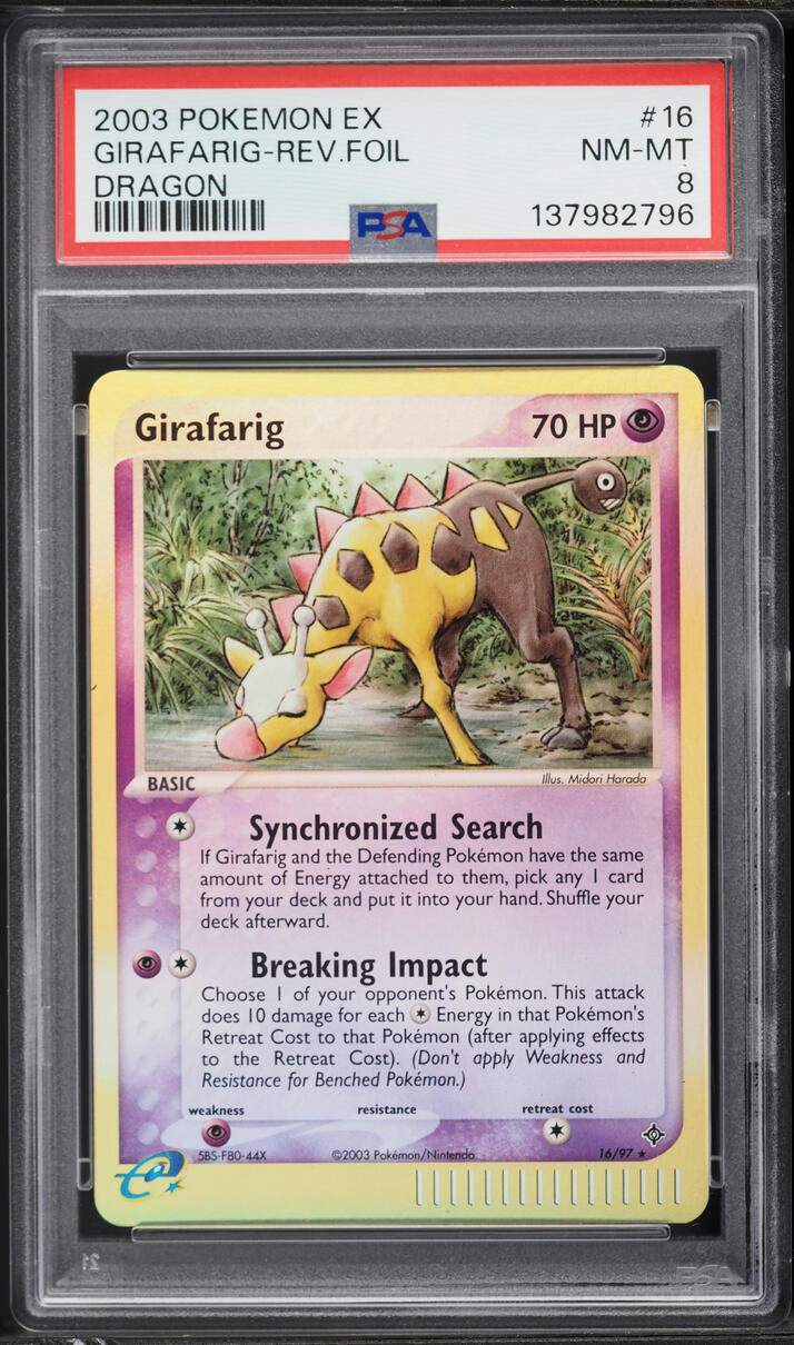 2003 Pokemon EX Dragon Reverse Holo Girafarig #16 PSA 8 NM-MT
