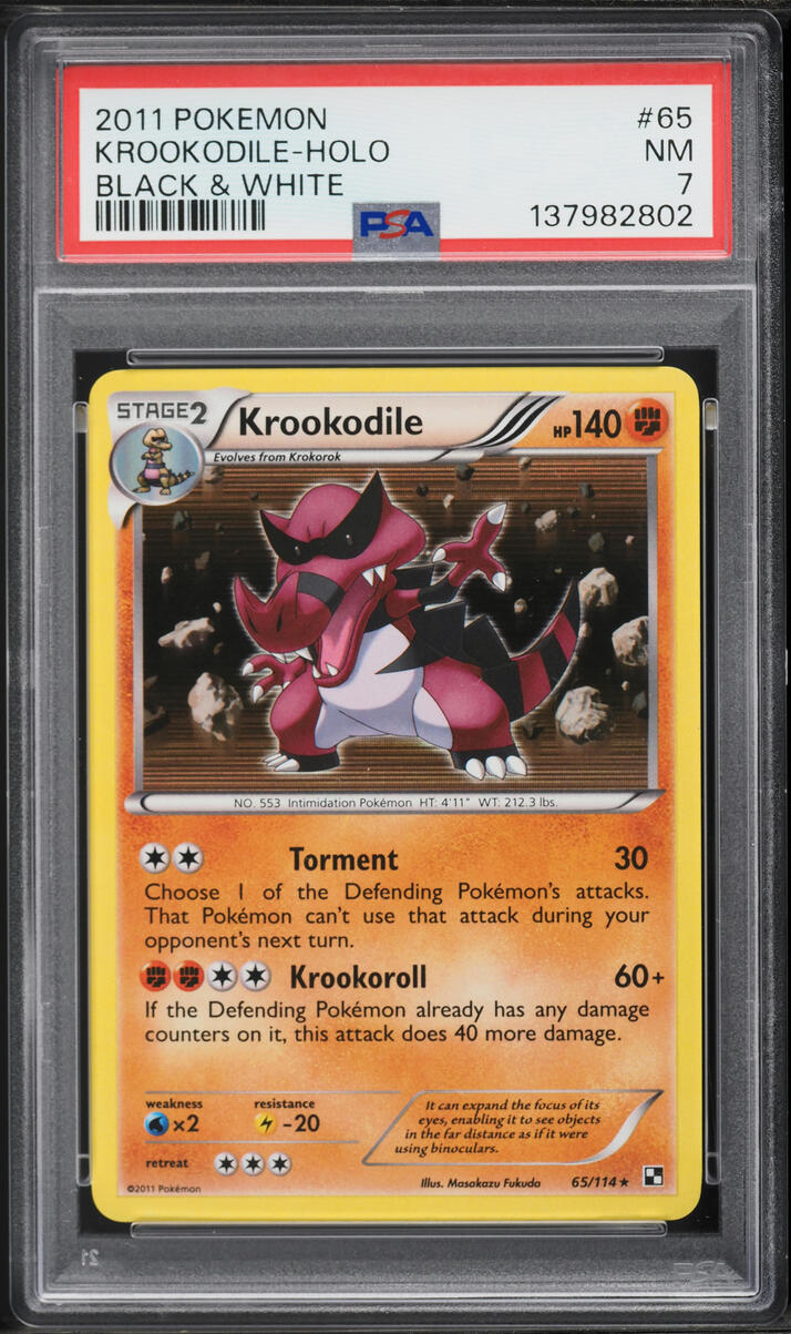 2011 Pokemon Black & White Holo Krookodile #65 PSA 7 NRMT
