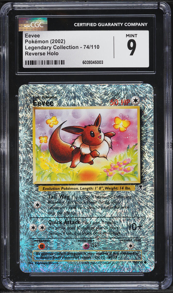 2002 Pokemon Legendary Collection Reverse Holo Eevee #74 CGC 9 MINT