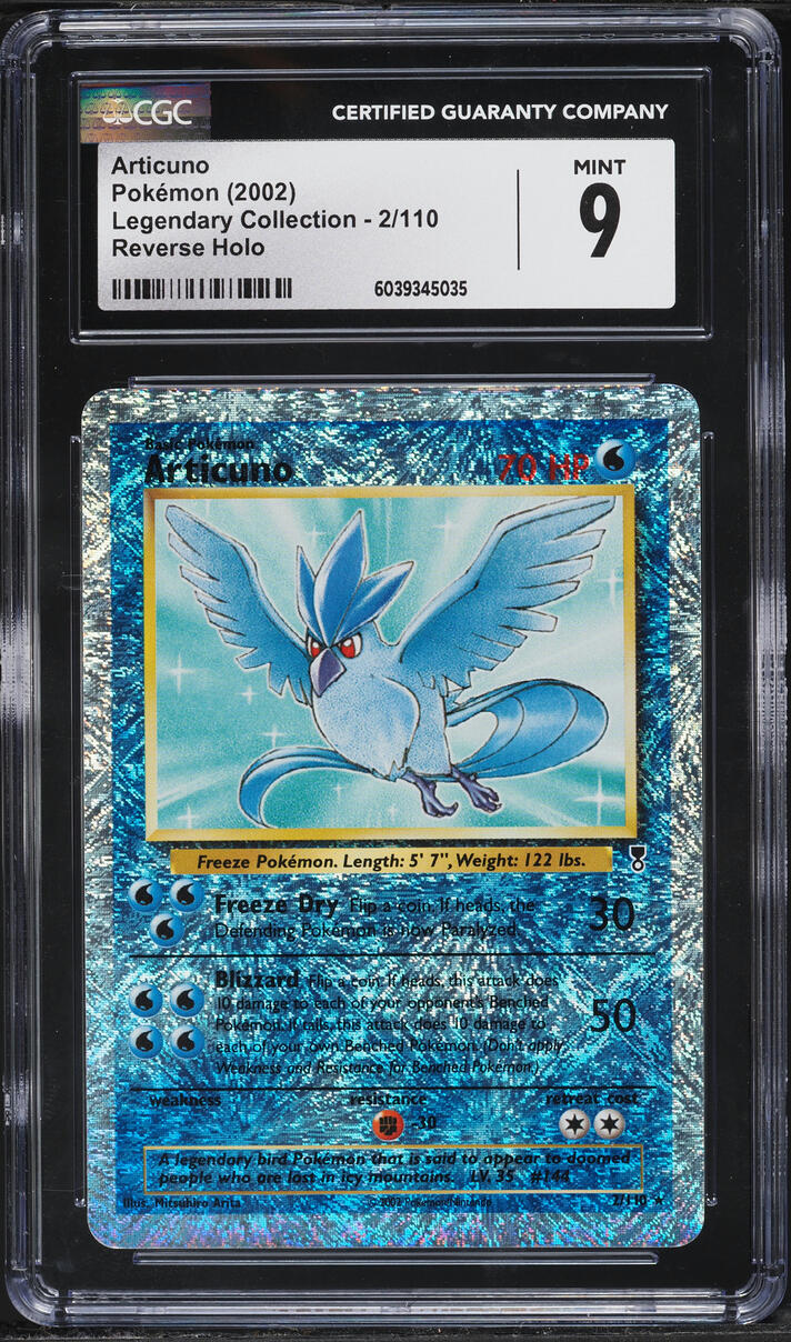2002 Pokemon Legendary Collection Reverse Holo Articuno #2 CGC 9 MINT