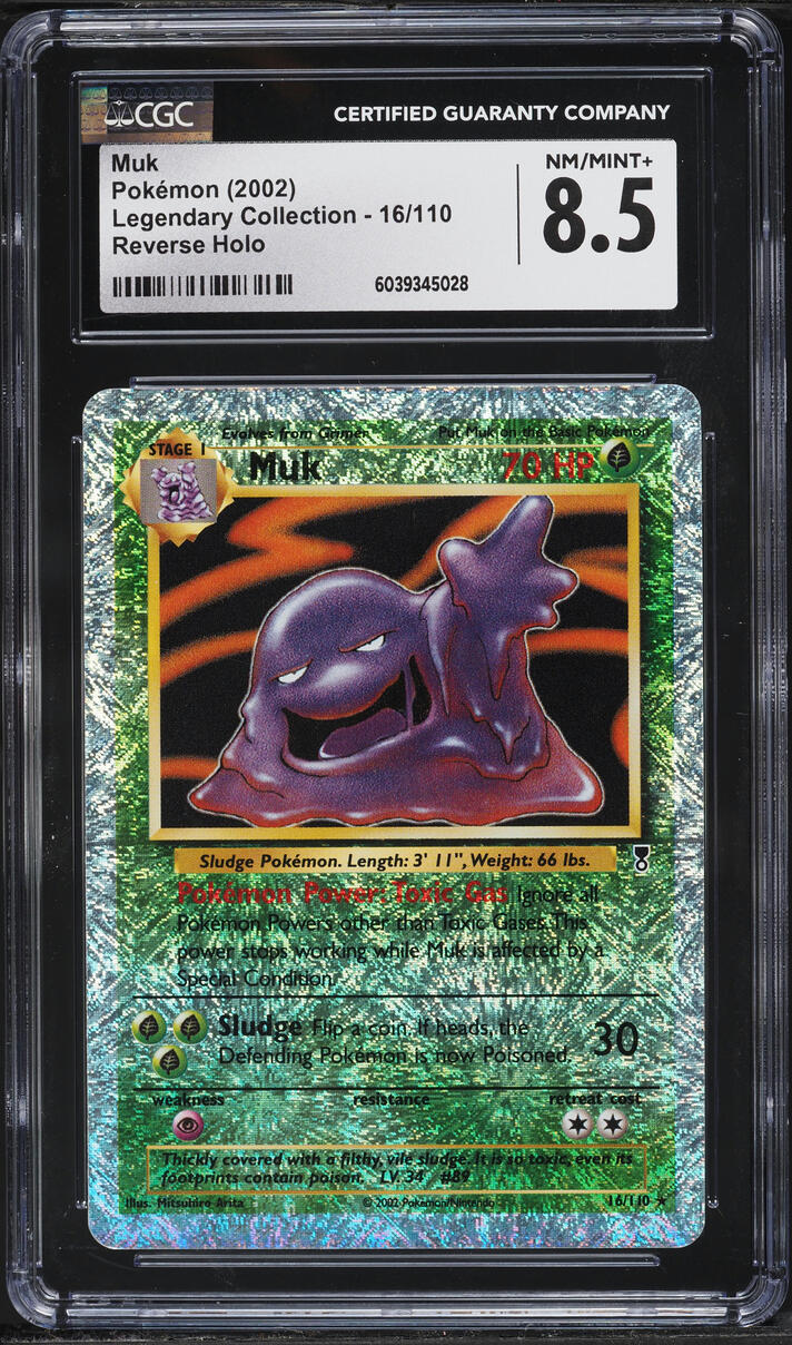 2002 Pokemon Legendary Collection Reverse Holo Muk #16 CGC 8.5 NM-MT+
