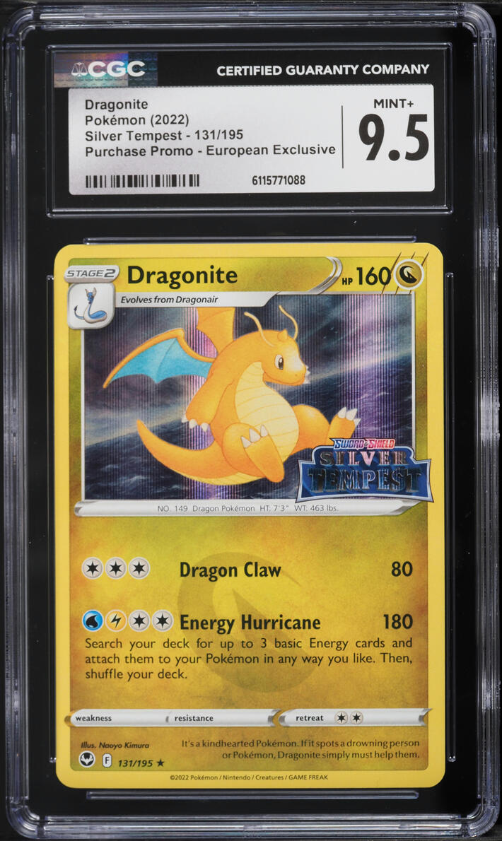 2022 Pokemon SWSH Silver Tempest Purchase Promo European Exclusive Dragonite #131 CGC 9.5 MINT+