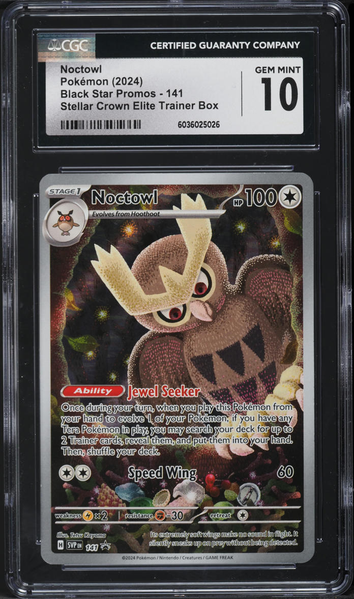 2024 Pokemon Scarlet & Violet Promo Stellar Crown ETB Noctowl #141 CGC 10 GEM MINT