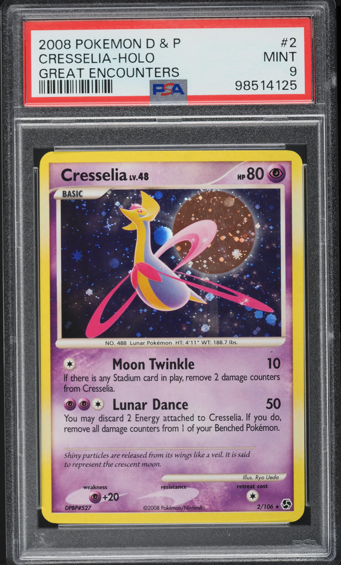 2008 Pokemon Diamond & Pearl Great Encounters Holo Cresselia #2 PSA 9 MINT