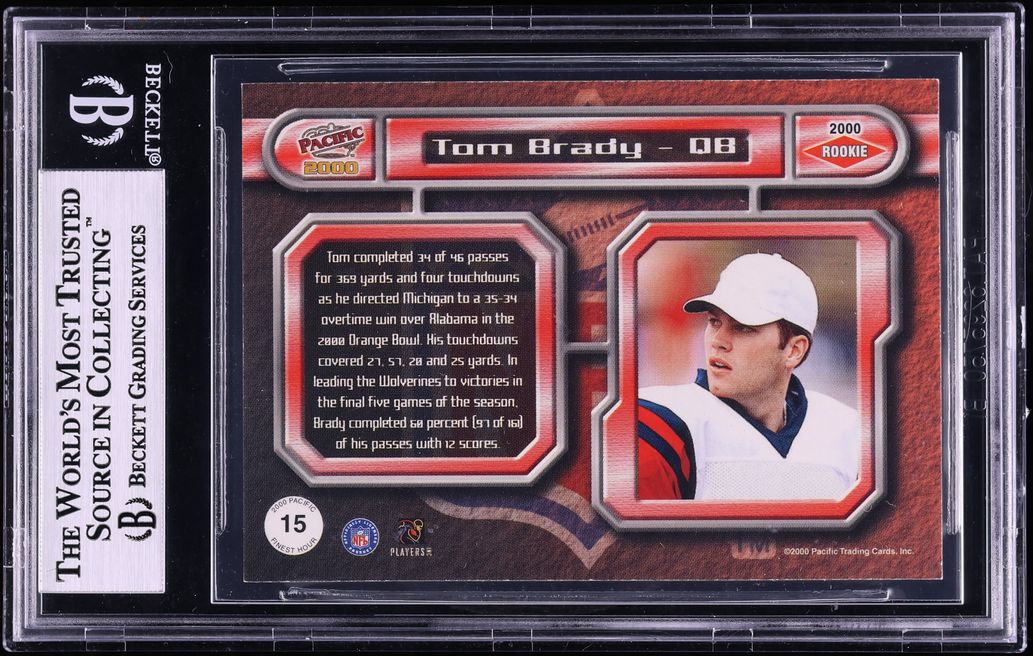 2000 Pacific Finest Hour Tom Brady ROOKIE #15 BGS 8.5 NM-MT+