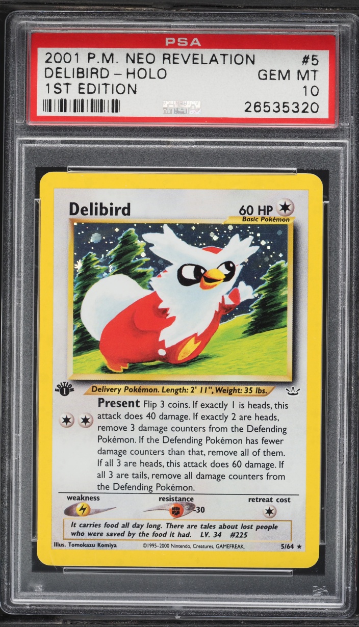 2001 Pokemon Neo Revelation 1st Edition Holo Delibird #5 PSA 10 GEM MINT