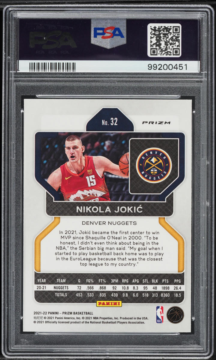 2021 Panini Prizm Silver Nikola Jokic #32 PSA 9 MINT