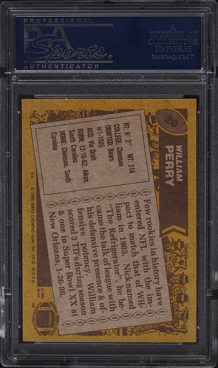 1986 Topps Football William Perry ROOKIE #20 PSA 9 MINT
