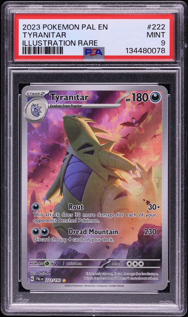 2023 Pokemon Scarlet & Violet Paldea Evolved IR Tyranitar #222 PSA 9 MINT
