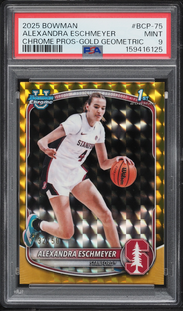 2025 Bowman Chrome University Gold Geometric Alexandra Eschmeyer ROOKIE /50 #BCP-75 PSA 9 MINT