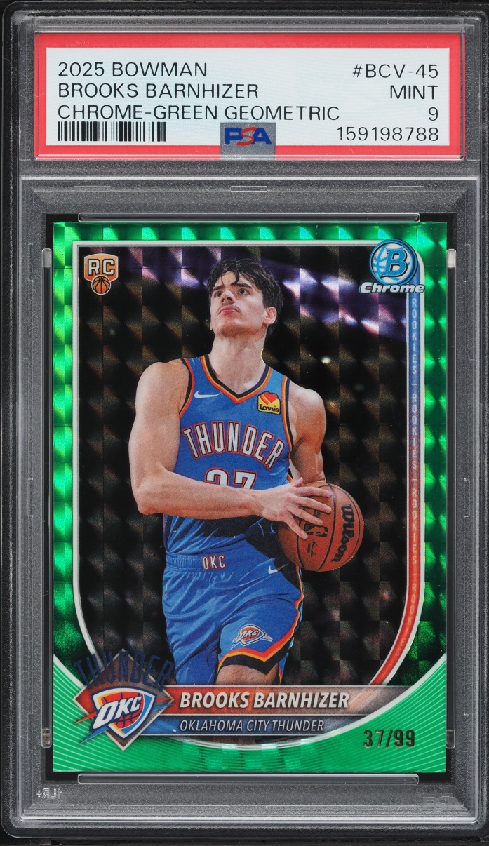 2025 Bowman Chrome Green Geometric Brooks Barnhizer ROOKIE /99 #BCV-45 PSA 9 MINT