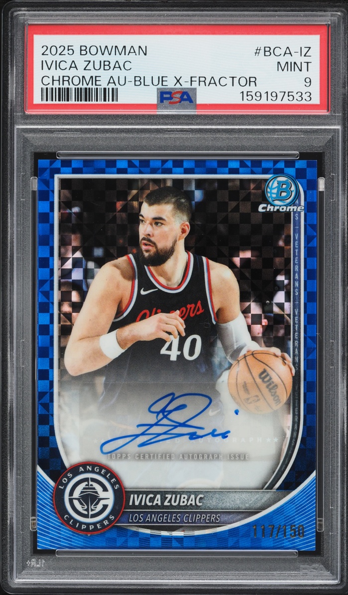 2025 Bowman Chrome Blue Xfractor Ivica Zubac AUTO /150 #BCA-IZ PSA 9 MINT
