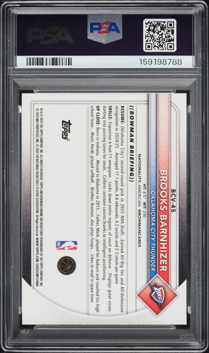 2025 Bowman Chrome Green Geometric Brooks Barnhizer ROOKIE /99 #BCV-45 PSA 9 MINT