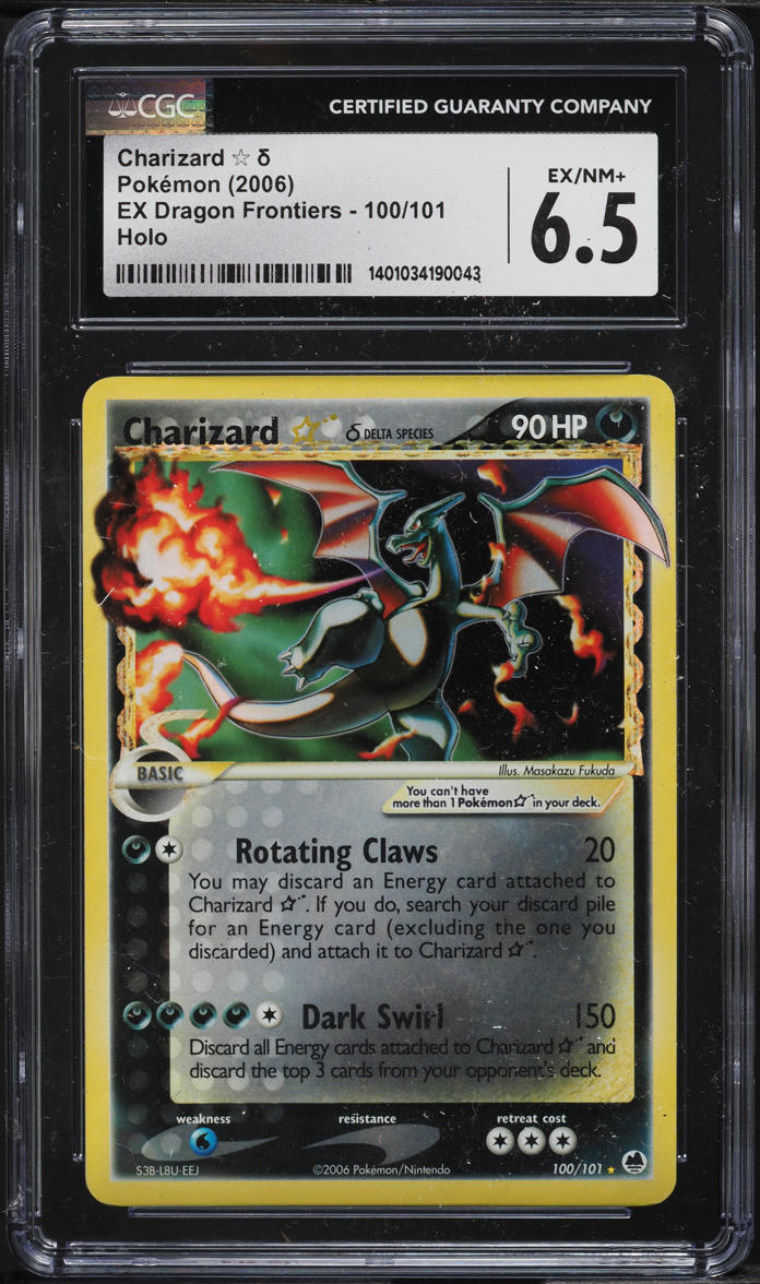 2006 Pokemon EX Dragon Frontiers Holo Charizard Gold Star #100 CGC 6.5 EXMT+