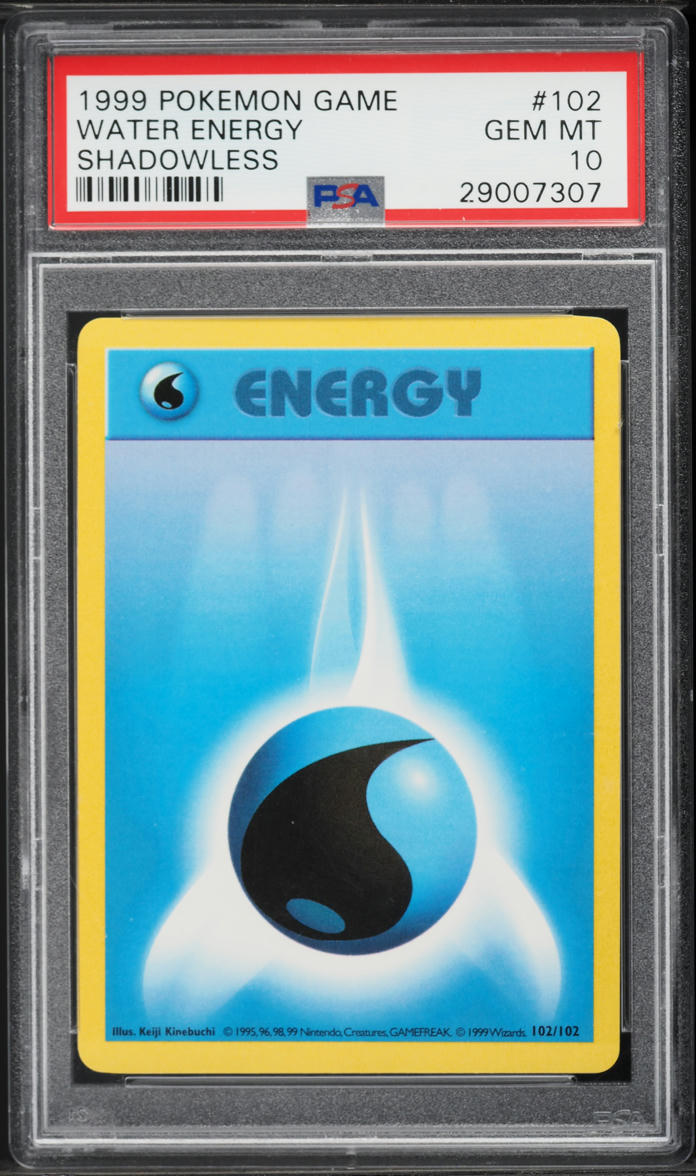 1999 Pokemon Base Set Shadowless Water Energy #102 PSA 10 GEM MINT