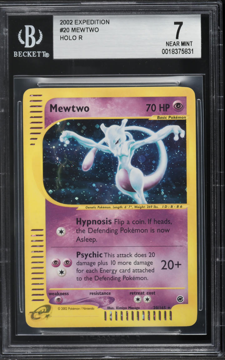 2002 Pokemon Expedition Holo Mewtwo #20 BGS 7 NRMT