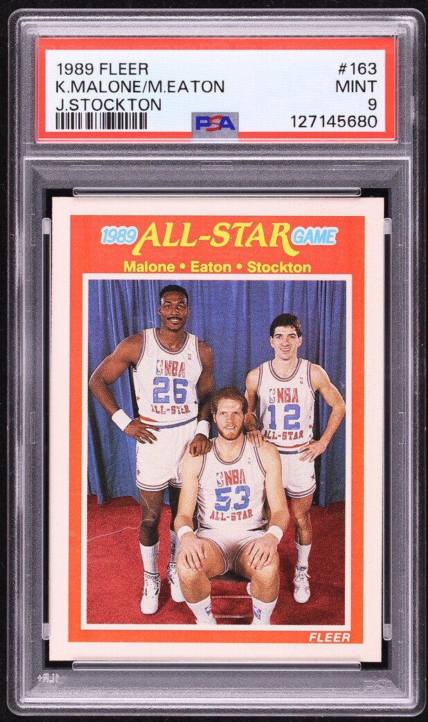 1989 Fleer Basketball John Stockton Karl Malone Mark Eaton #163 PSA 9 MINT