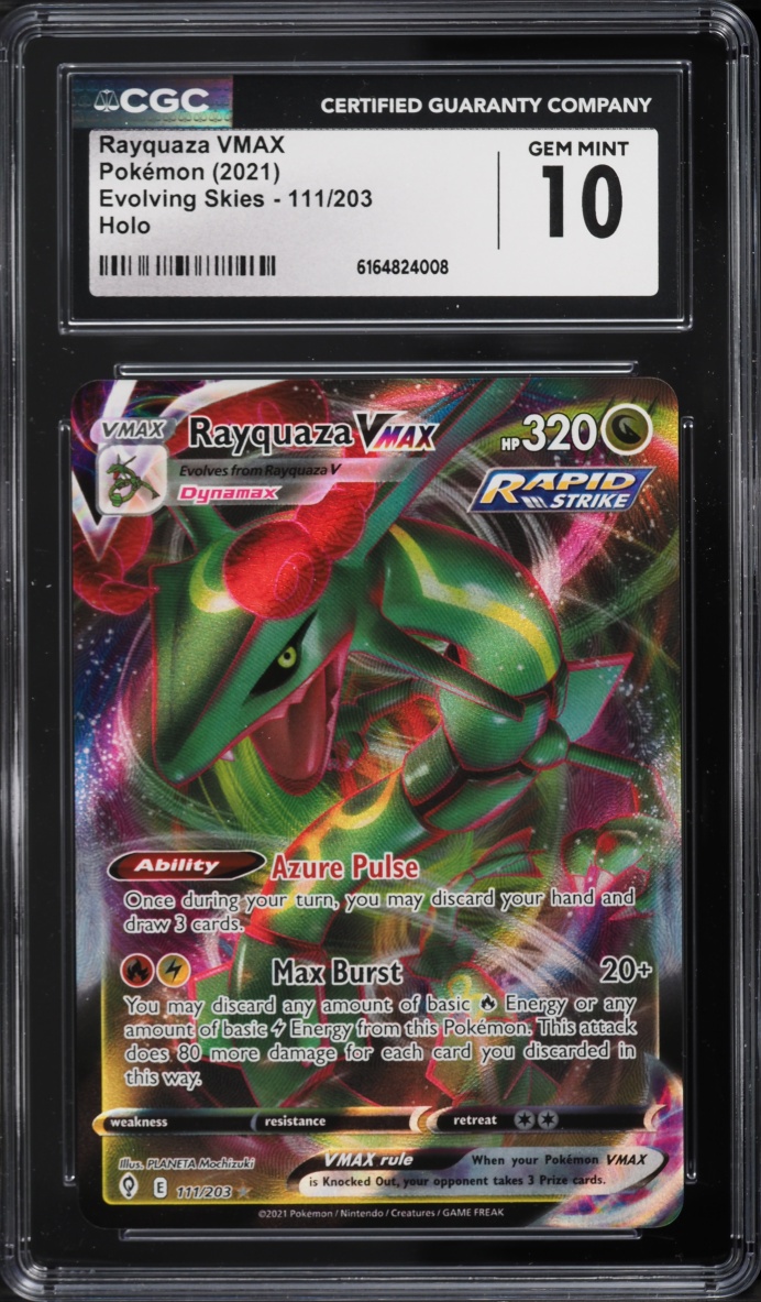 2021 Pokemon Sword & Shield Evolving Skies Alt Art Rayquaza VMAX #111 CGC 10 GEM MINT