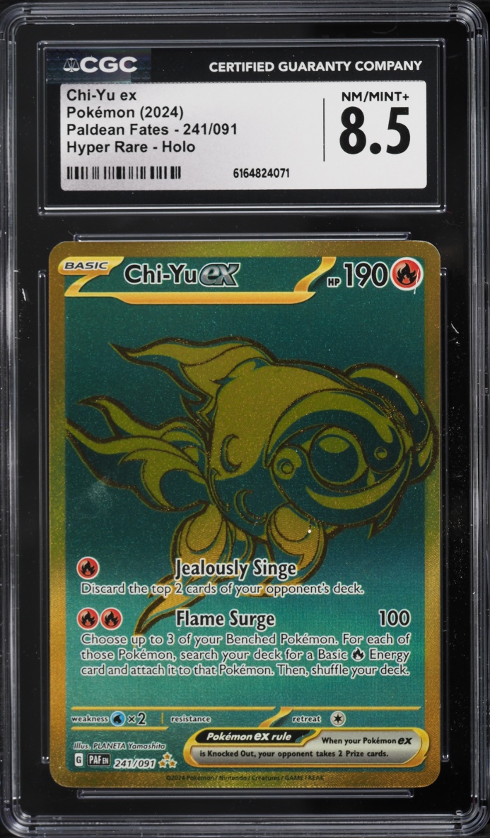 2024 Pokemon Scarlet & Violet Paldean Fates Gold Rare Chi-Yu EX #241 CGC 8.5 NM-MT+