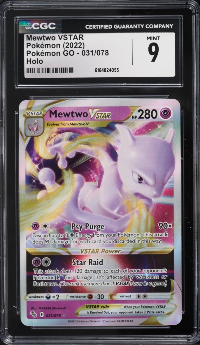 2022 Pokemon Sword & Shield Pokemon GO Holo Mewtwo VSTAR #31 CGC 9 MINT