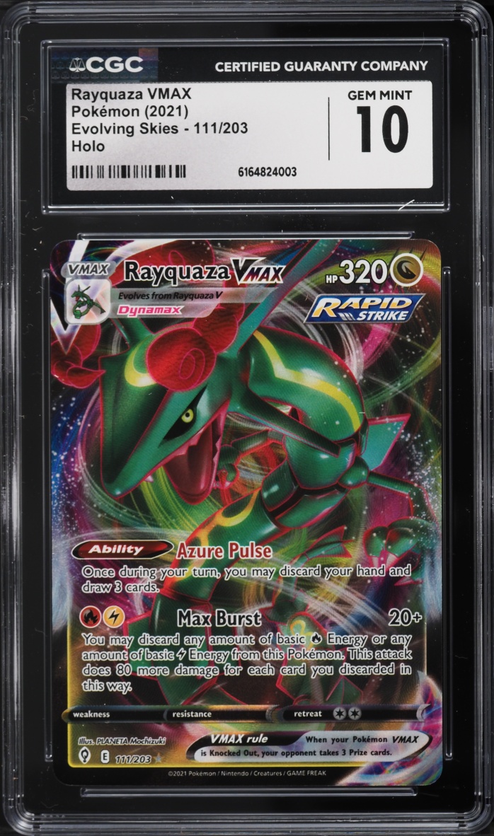 2021 Pokemon Sword & Shield Evolving Skies Alt Art Rayquaza VMAX #111 CGC 10 GEM MINT