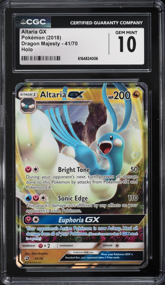 2018 Pokemon Sun & Moon Dragon Majesty Holo Altaria GX #41 CGC 10 GEM MINT