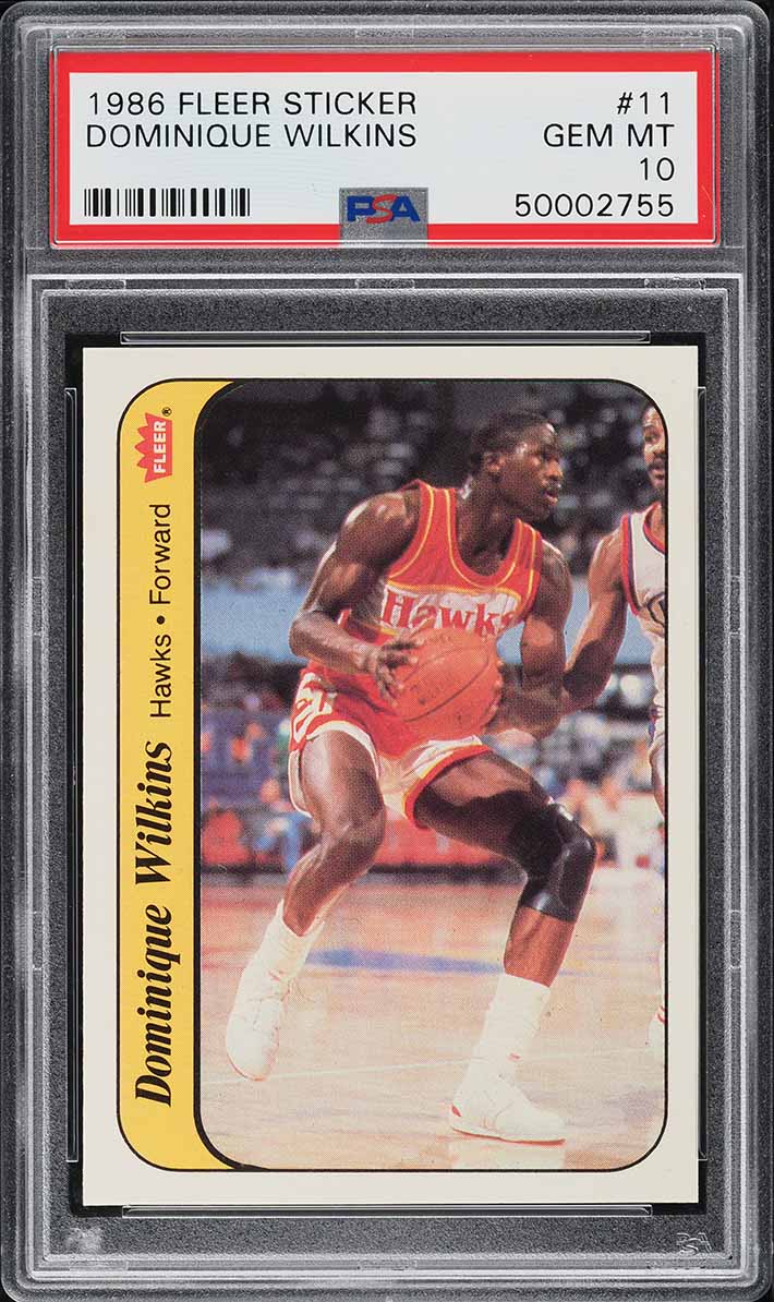 1986 Fleer Sticker Dominique Wilkins ROOKIE #11 PSA 10 GEM MINT