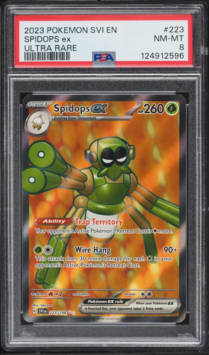 2023 Pokemon Scarlet & Violet Full Art Spidops Ex #223 PSA 8 NM-MT