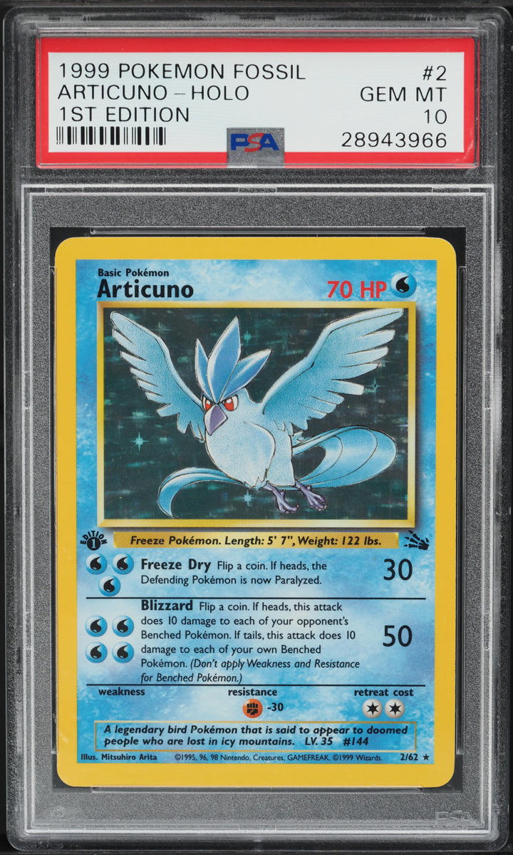 1999 Pokemon Fossil 1st Edition Holo Articuno #2 PSA 10 GEM MINT