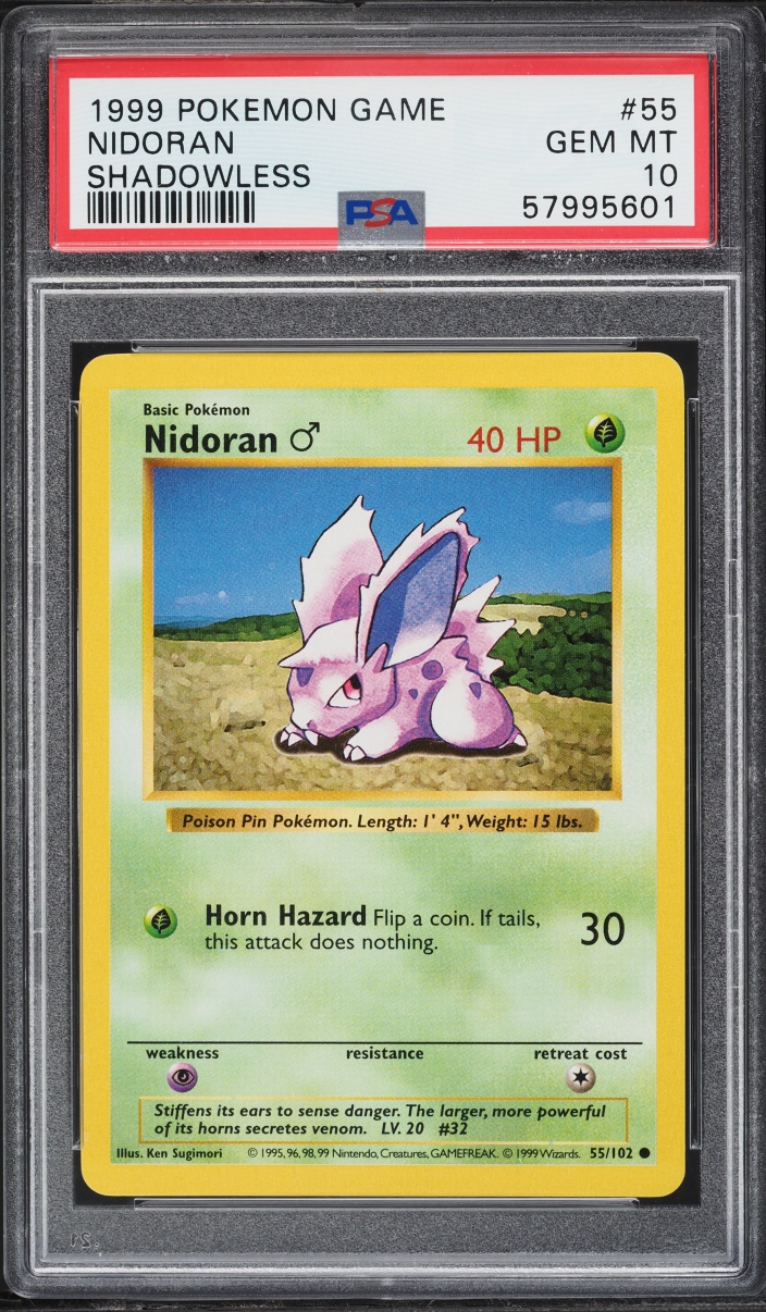 1999 Pokemon Base Set Shadowless Nidoran #55 PSA 10 GEM MINT