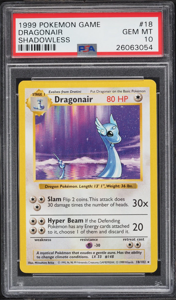 1999 Pokemon Base Set Shadowless Dragonair #18 PSA 10 GEM MINT