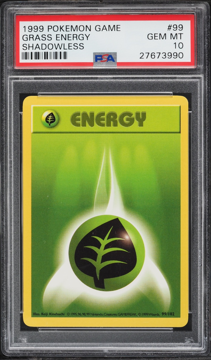1999 Pokemon Base Set Shadowless Grass Energy #99 PSA 10 GEM MINT