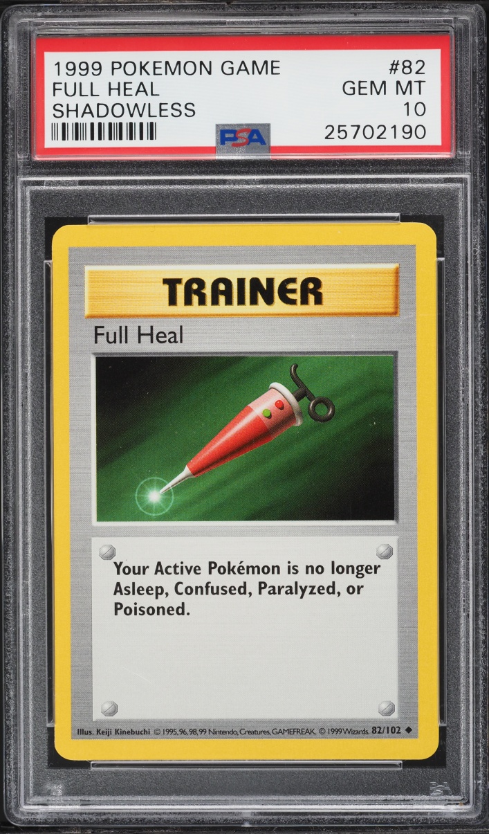 1999 Pokemon Base Set Shadowless Full Heal #82 PSA 10 GEM MINT