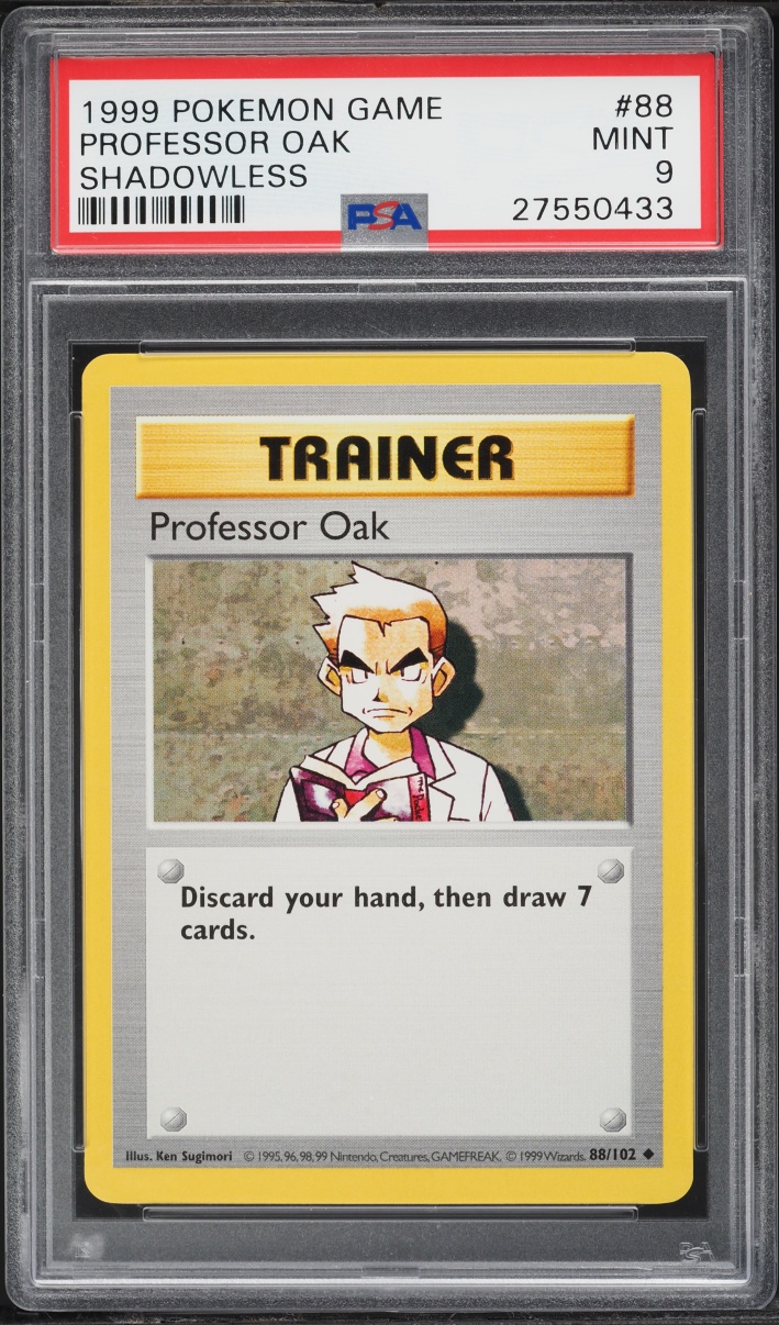 1999 Pokemon Base Set Shadowless Professor Oak #88 PSA 9 MINT