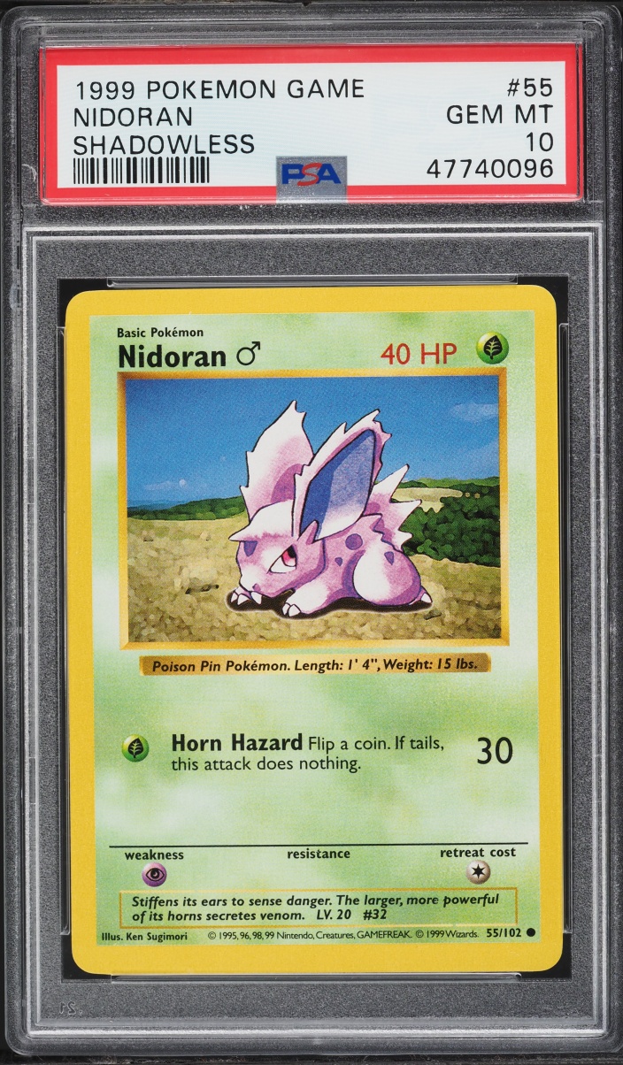 1999 Pokemon Base Set Shadowless Nidoran #55 PSA 10 GEM MINT