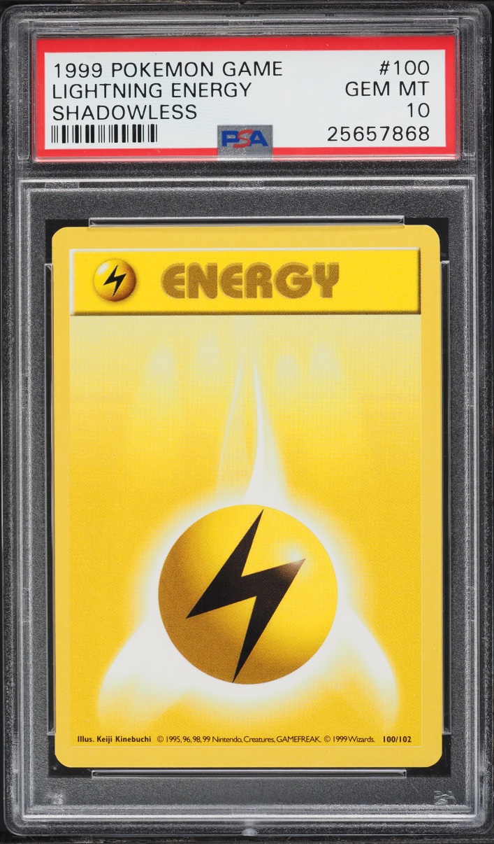 1999 Pokemon Base Set Shadowless Lightning Energy #100 PSA 10 GEM MINT