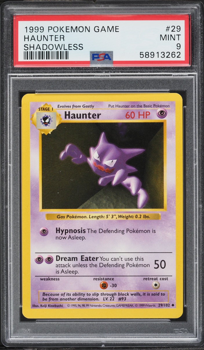 1999 Pokemon Base Set Shadowless Haunter #29 PSA 9 MINT