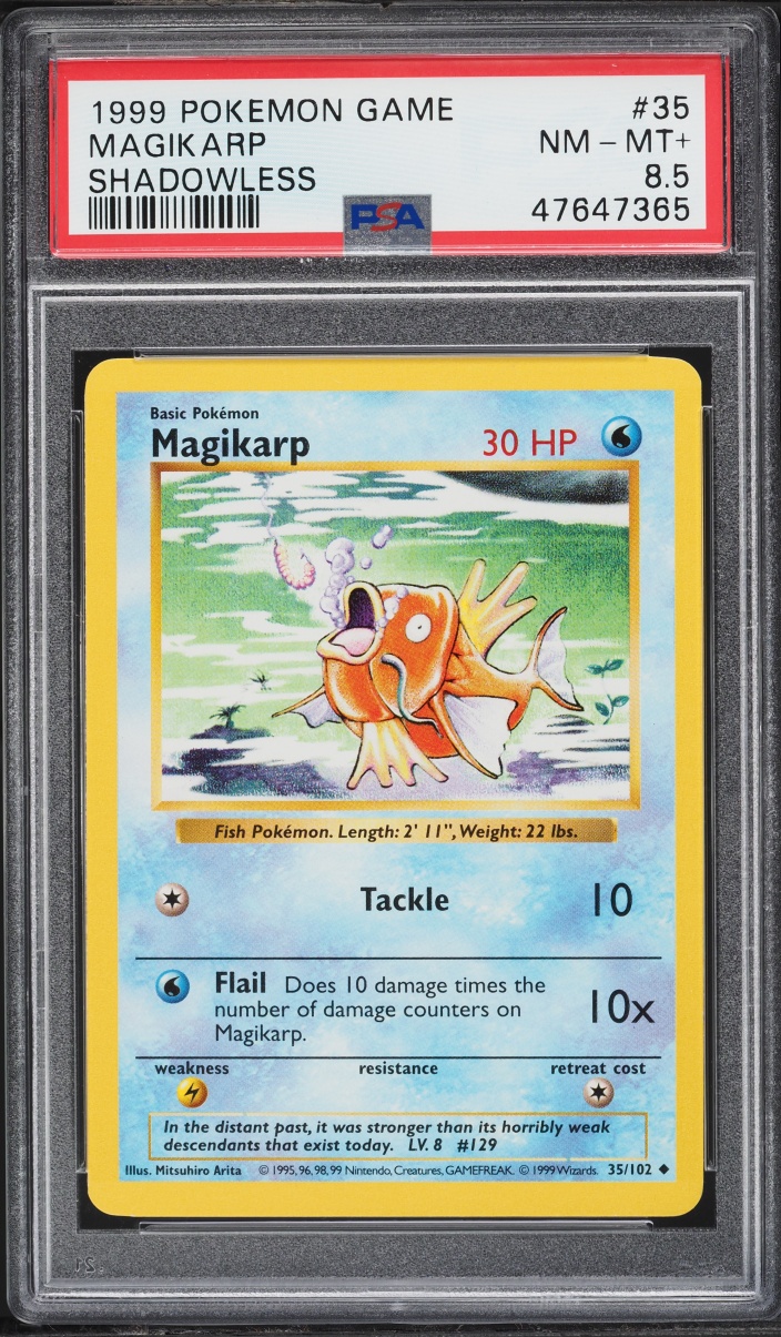 1999 Pokemon Base Set Shadowless Magikarp #35 PSA 8.5 NM-MT+