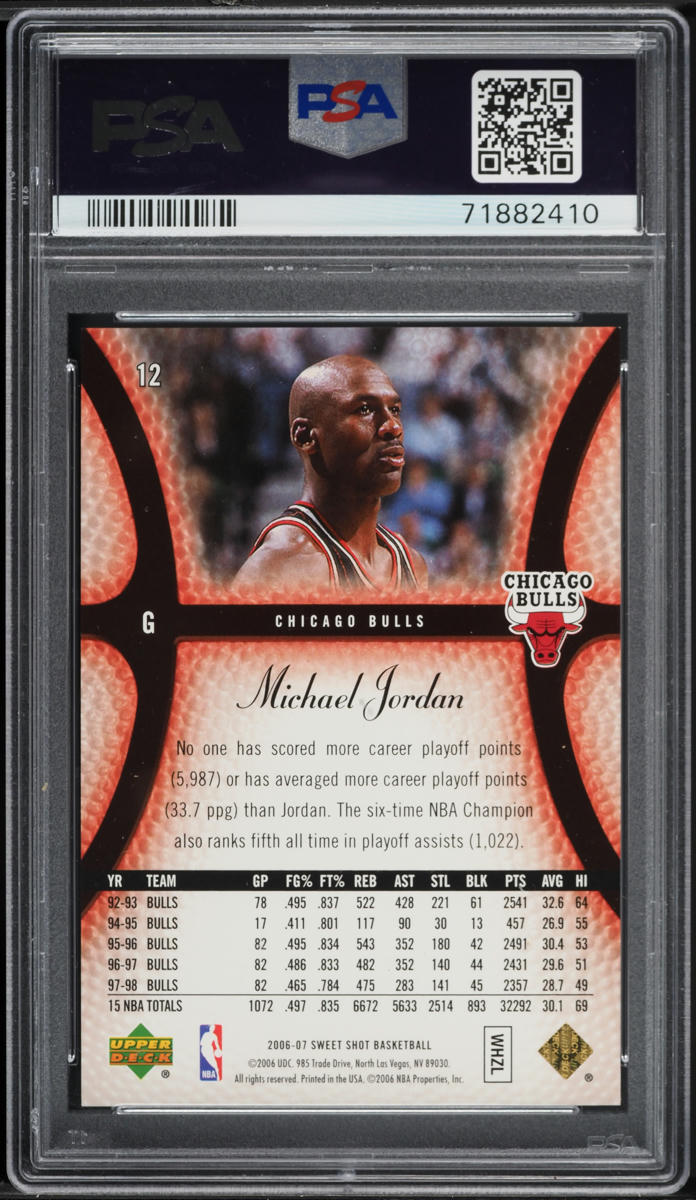 2006 Upper Deck Sweet Shot Gold Michael Jordan /199 #12 PSA 9 MINT