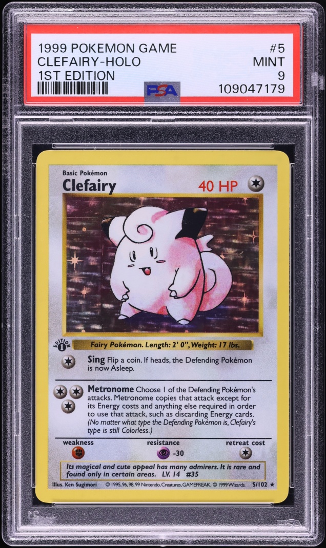 1999 Pokemon Base Set Shadowless 1st Edition Holo Clefairy #5 PSA 9 MINT