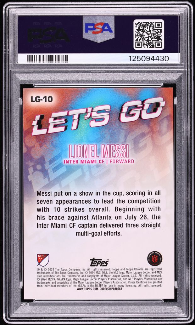 2024 Topps Chrome MLS Let's Go! Superfractor Lionel Messi 1/1 #LG-10 PSA 10 GEM