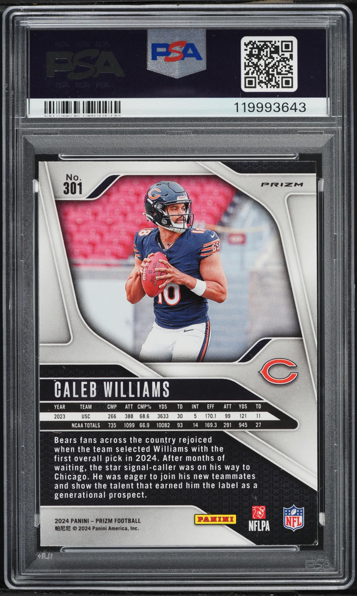 2024 Panini Prizm Silver Caleb Williams ROOKIE #301 PSA 7 NRMT