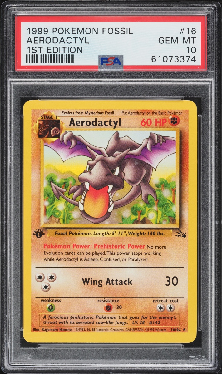 1999 Pokemon Fossil 1st Edition Aerodactyl #16 PSA 10 GEM MINT