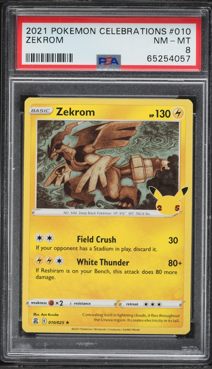 2021 Pokemon Sword & Shield Celebrations Holo Zekrom #10 PSA 8 NM-MT