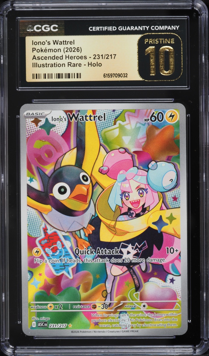 2026 Pokemon Mega Evolution Ascended Heroes IR Iono's Wattrel #231 CGC 10 PRISTINE